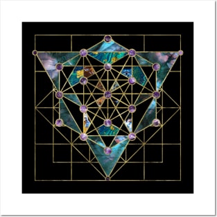 Sacred Geometry Ornament -  Marble  and gold Posters and Art